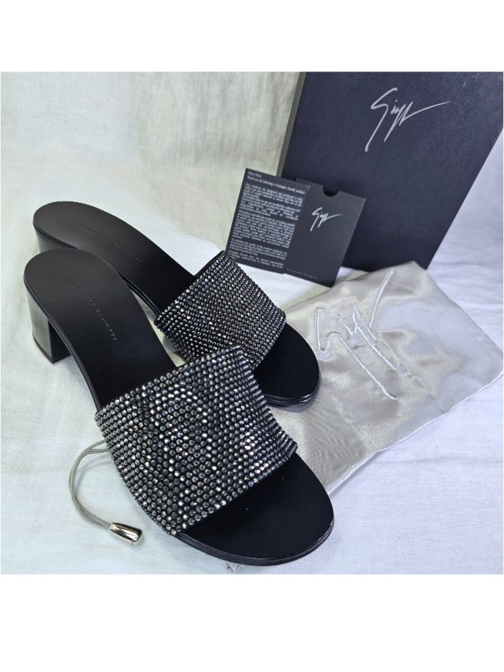 Giuseppe Zanotti Kandra Roll 40 2” Block Heel Slide Slip On Mules 8.5 Black